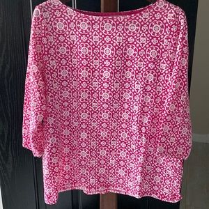 Talbots three-quarter length sleeved, pink and white top, size 1X